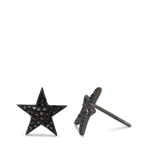 Pendientes Plata Circonita Negro Rodio plateado estrella Ø12 mm