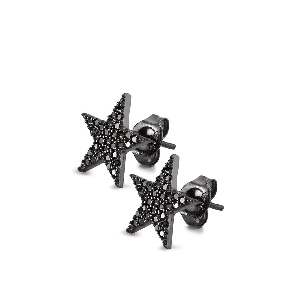 Pendientes Plata Circonita Negro Rodio plateado estrella Ø12 mm