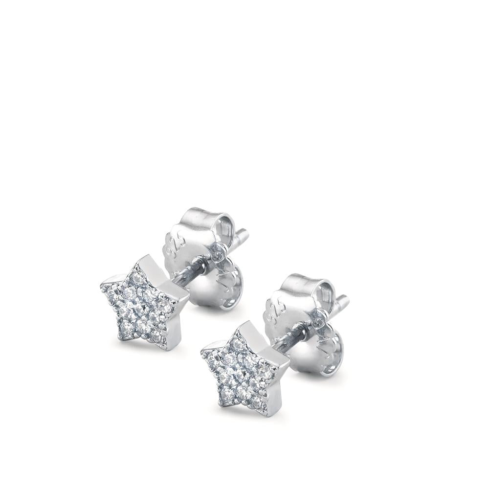 Pendientes Plata Circonita Rodio plateado estrella Ø6 mm