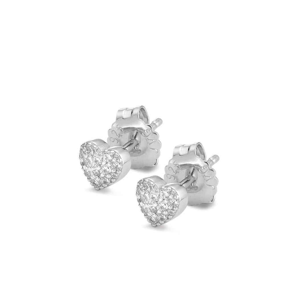 Pendientes Plata Circonita Rodio plateado Corazón Ø5 mm