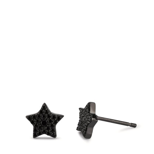 Pendientes Metal Circonita Negro Rodio plateado estrella Ø8 mm