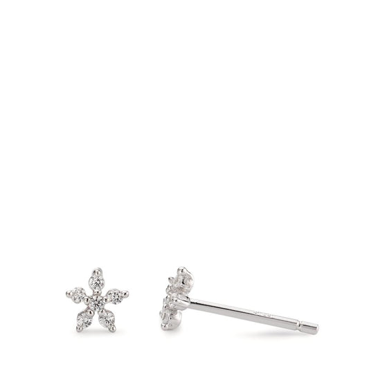 Pendientes Plata Circonita 12 piedras Rodio plateado Flor Ø5 mm