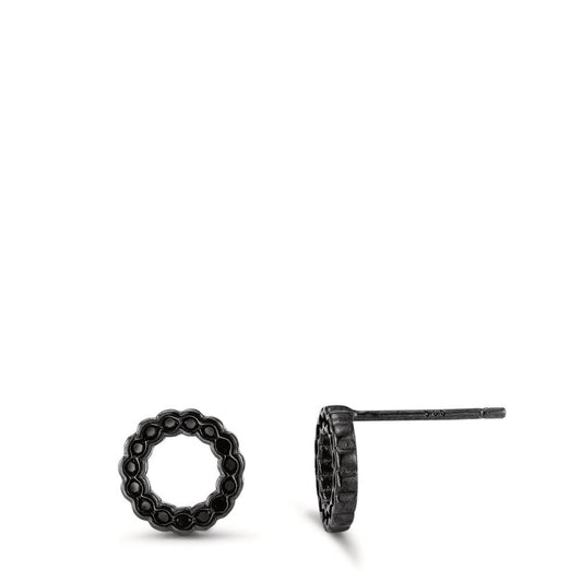 Pendientes Plata Circonita Negro Rodio plateado Ø8.5 mm