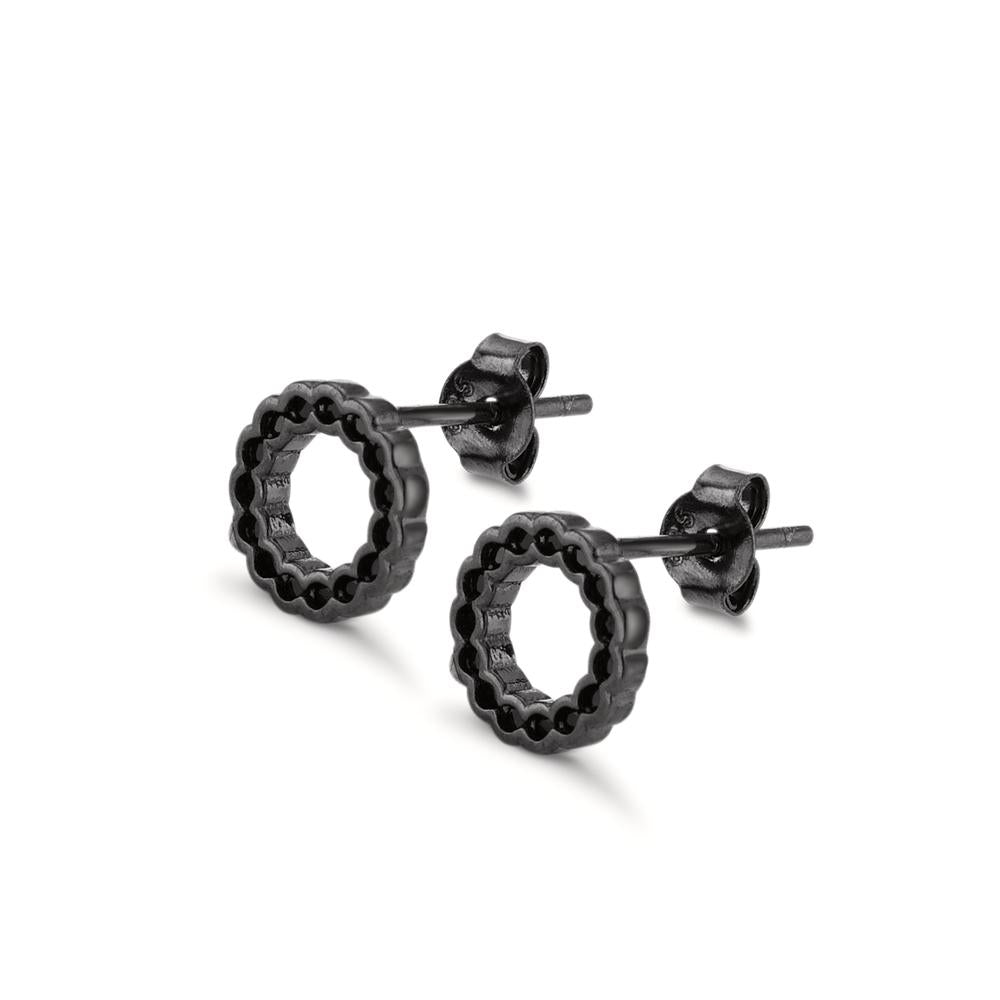 Pendientes Plata Circonita Negro Rodio plateado Ø8.5 mm