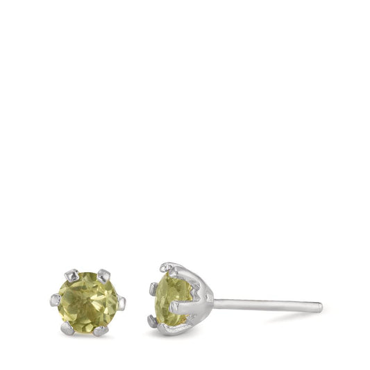 Pendientes Plata Peridoto 2 piedras Rodio plateado Ø6.5 mm