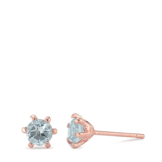 Pendientes Plata Topacio azul, 2 piedras Rosa Dorado Ø6.5 mm