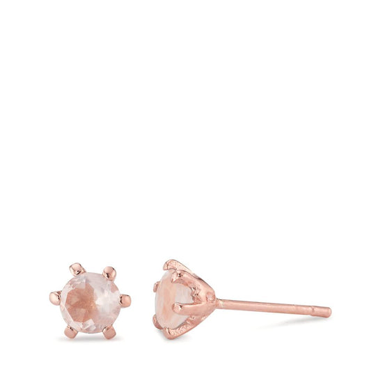 Pendientes Plata Cuarzo rosa 2 piedras Rosa Dorado Ø6.5 mm