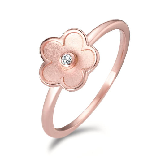 Anillo de dedo Plata Circonita Rosa Dorado Flor Ø9 mm