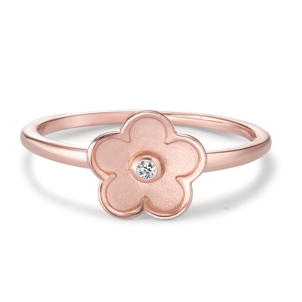 Anillo de dedo Plata Circonita Rosa Dorado Flor Ø9 mm