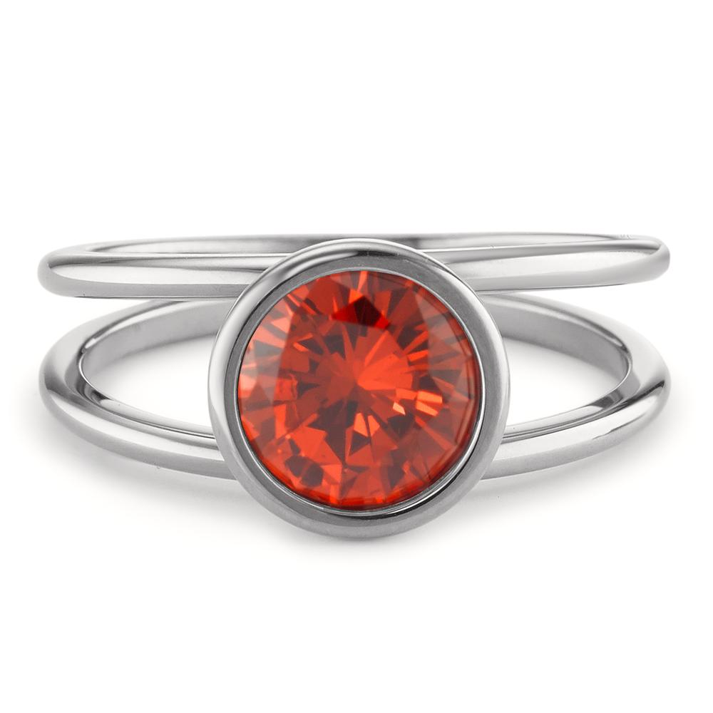 Anillo de dedo Acero inoxidable Circonita rojo Ø9.5 mm