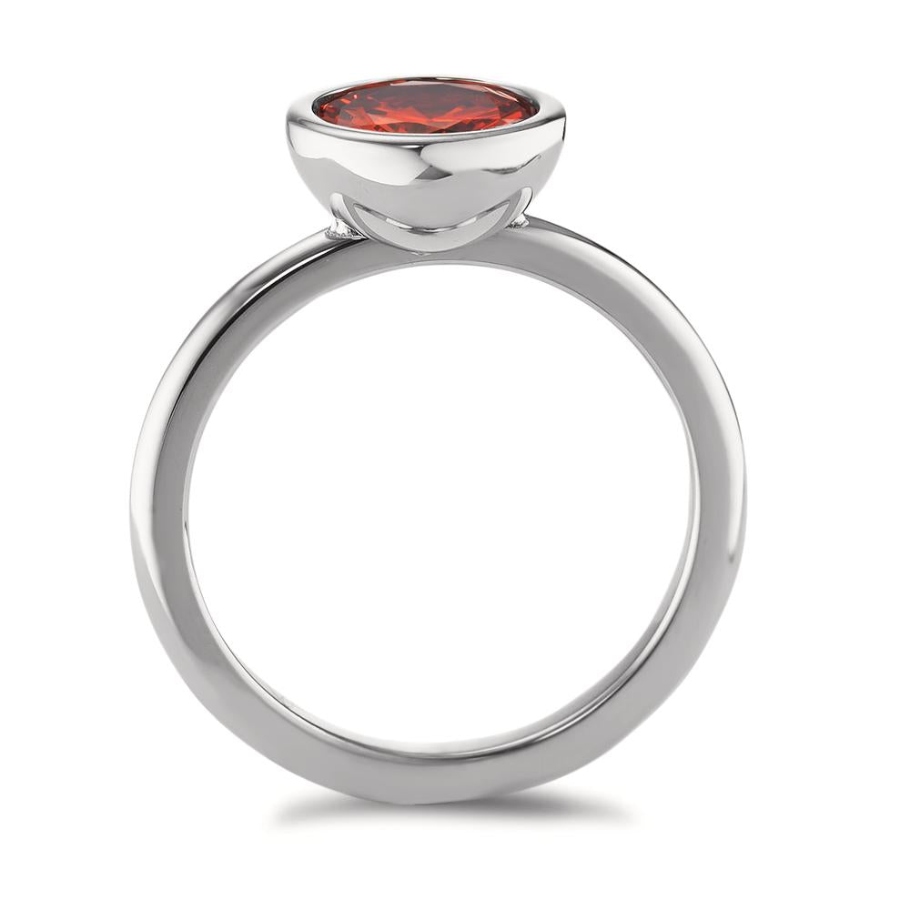 Anillo de dedo Acero inoxidable Circonita rojo Ø9.5 mm