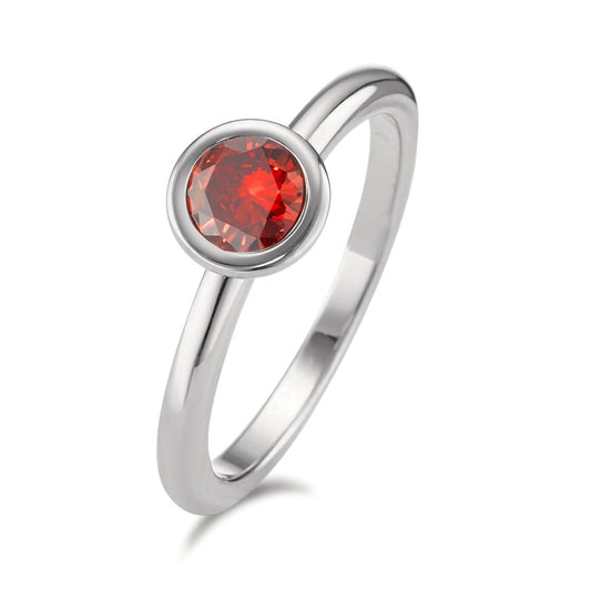 Anillo de dedo Acero inoxidable Circonita rojo Ø7 mm