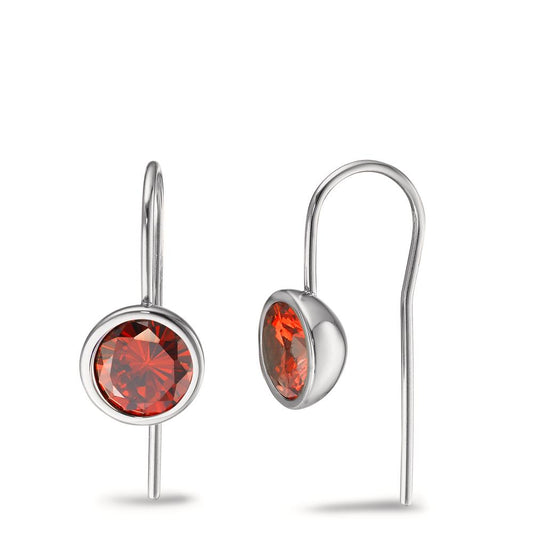 Pendientes Acero inoxidable Circonita rojo, 2 piedras Ø9.5 mm