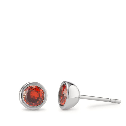 Pendientes Acero inoxidable Circonita rojo, 2 piedras Ø7 mm