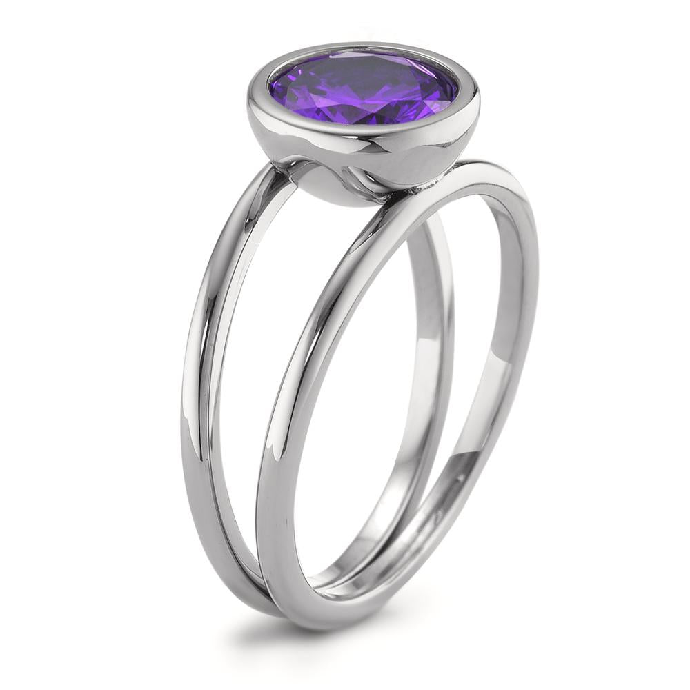 Anillo de dedo Acero inoxidable Circonita Violeta Ø9.5 mm