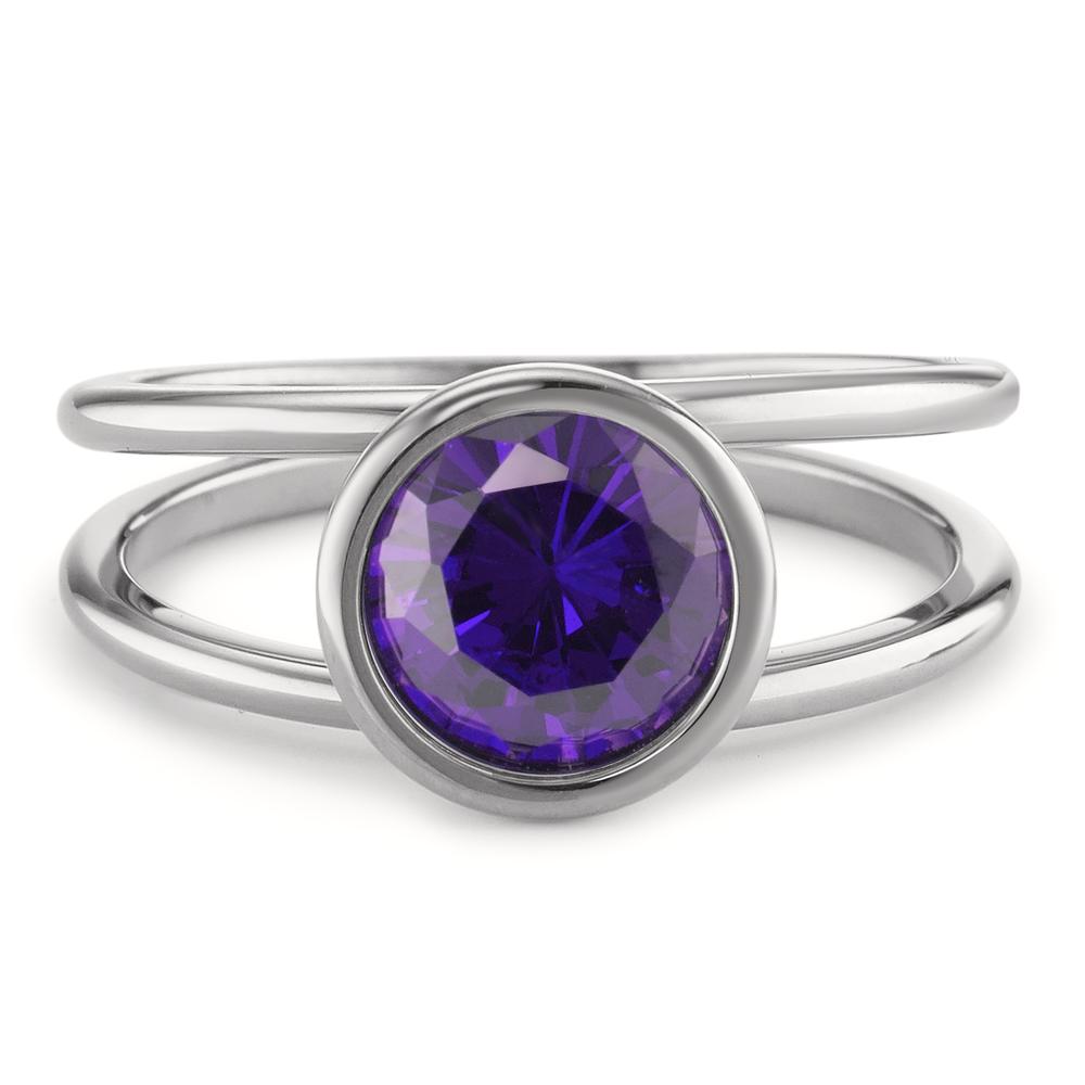 Anillo de dedo Acero inoxidable Circonita Violeta Ø9.5 mm