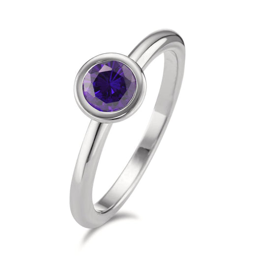 Anillo de dedo Acero inoxidable Circonita Violeta Ø7 mm