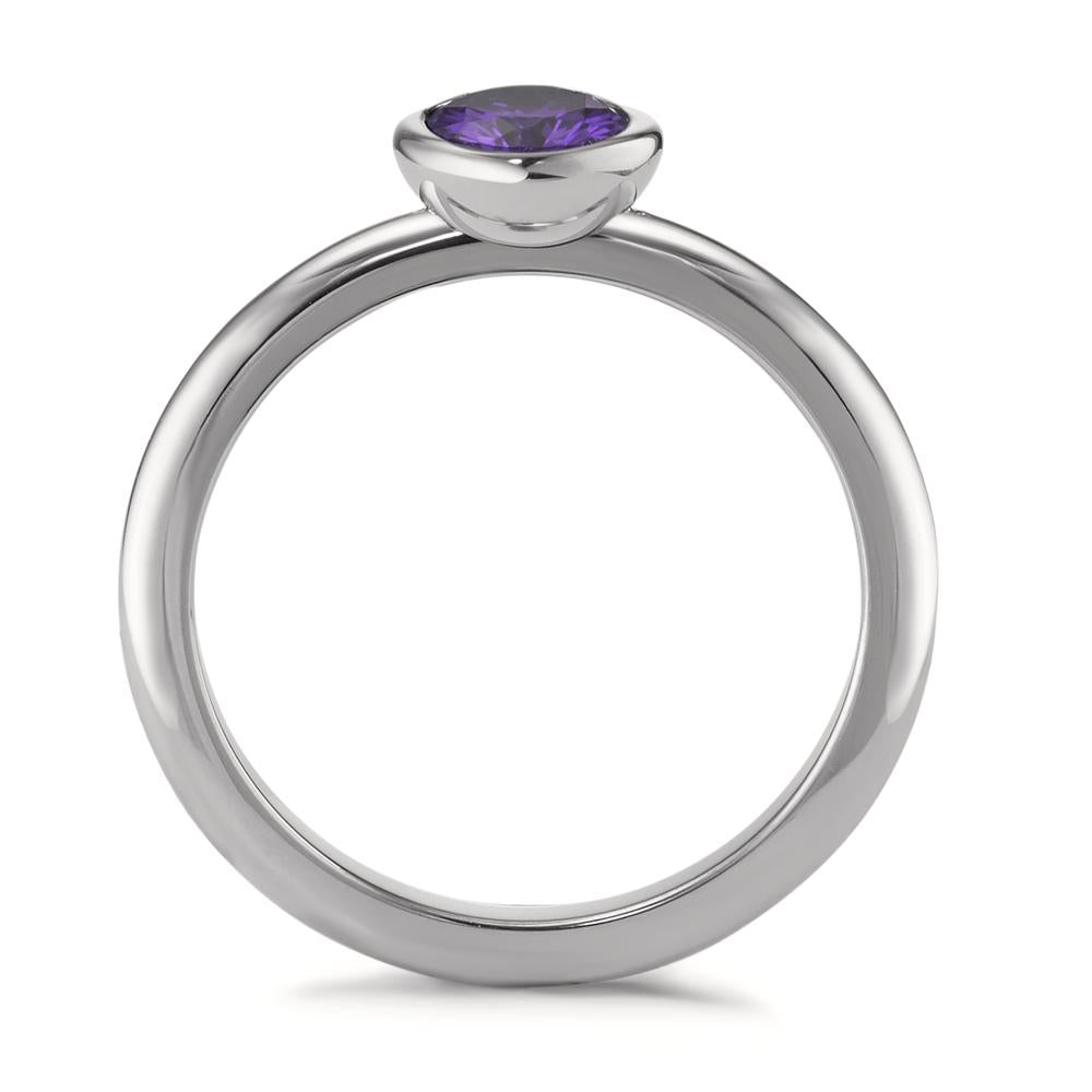 Anillo de dedo Acero inoxidable Circonita Violeta Ø7 mm