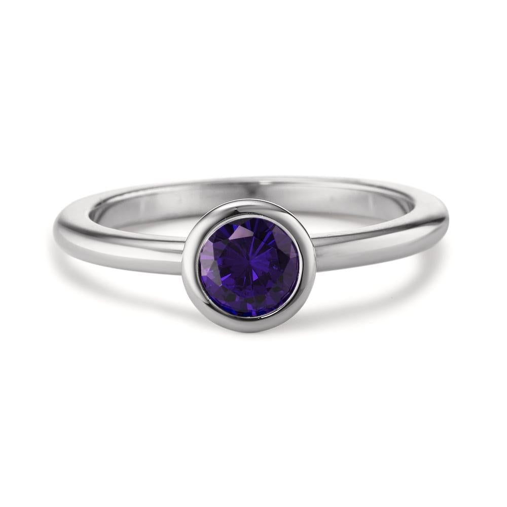 Anillo de dedo Acero inoxidable Circonita Violeta Ø7 mm