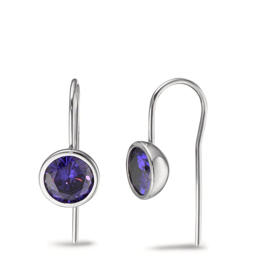 Pendientes Acero inoxidable Circonita Violeta, 2 piedras Ø9.5 mm