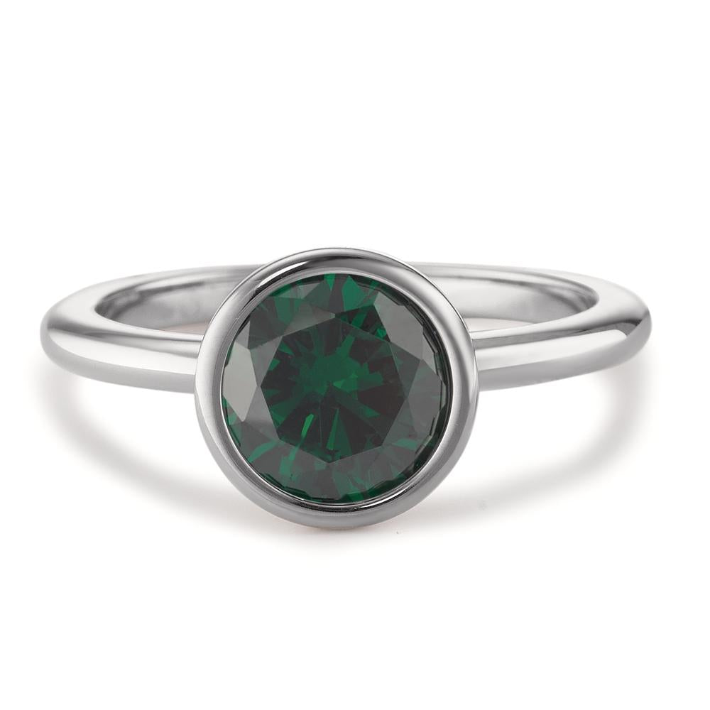 Anillo de dedo Acero inoxidable Circonita verde Ø9.5 mm