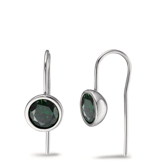 Pendientes Acero inoxidable Circonita verde, 2 piedras Ø9.5 mm