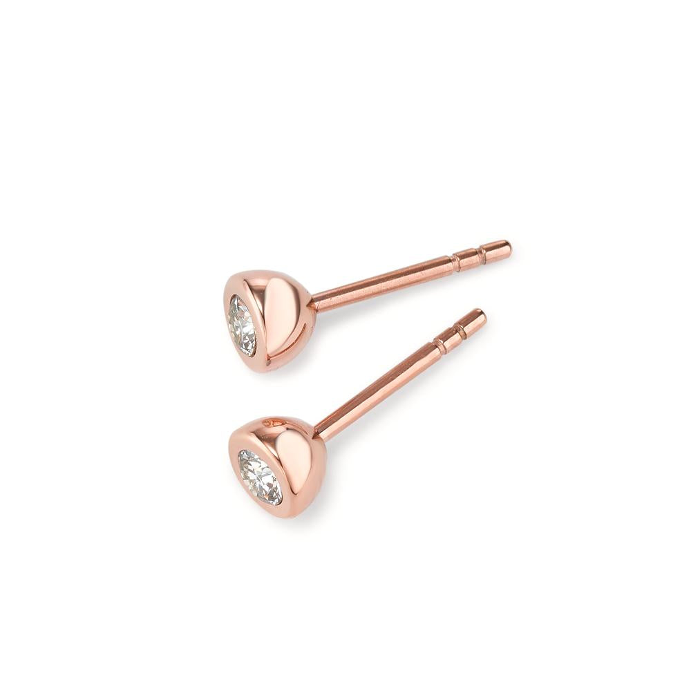 Pendientes Acero inoxidable Circonita blanco, 2 piedras Rosa Recubierto de IP Ø5 mm