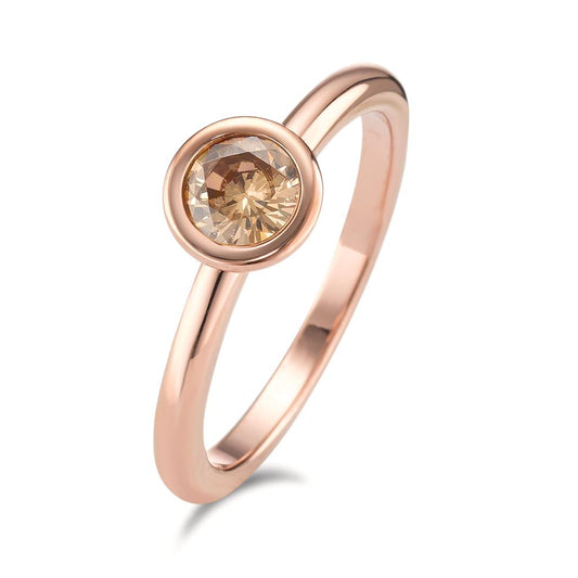 Anillo de dedo Acero inoxidable Circonita champán Rosa Recubierto de IP Ø7 mm