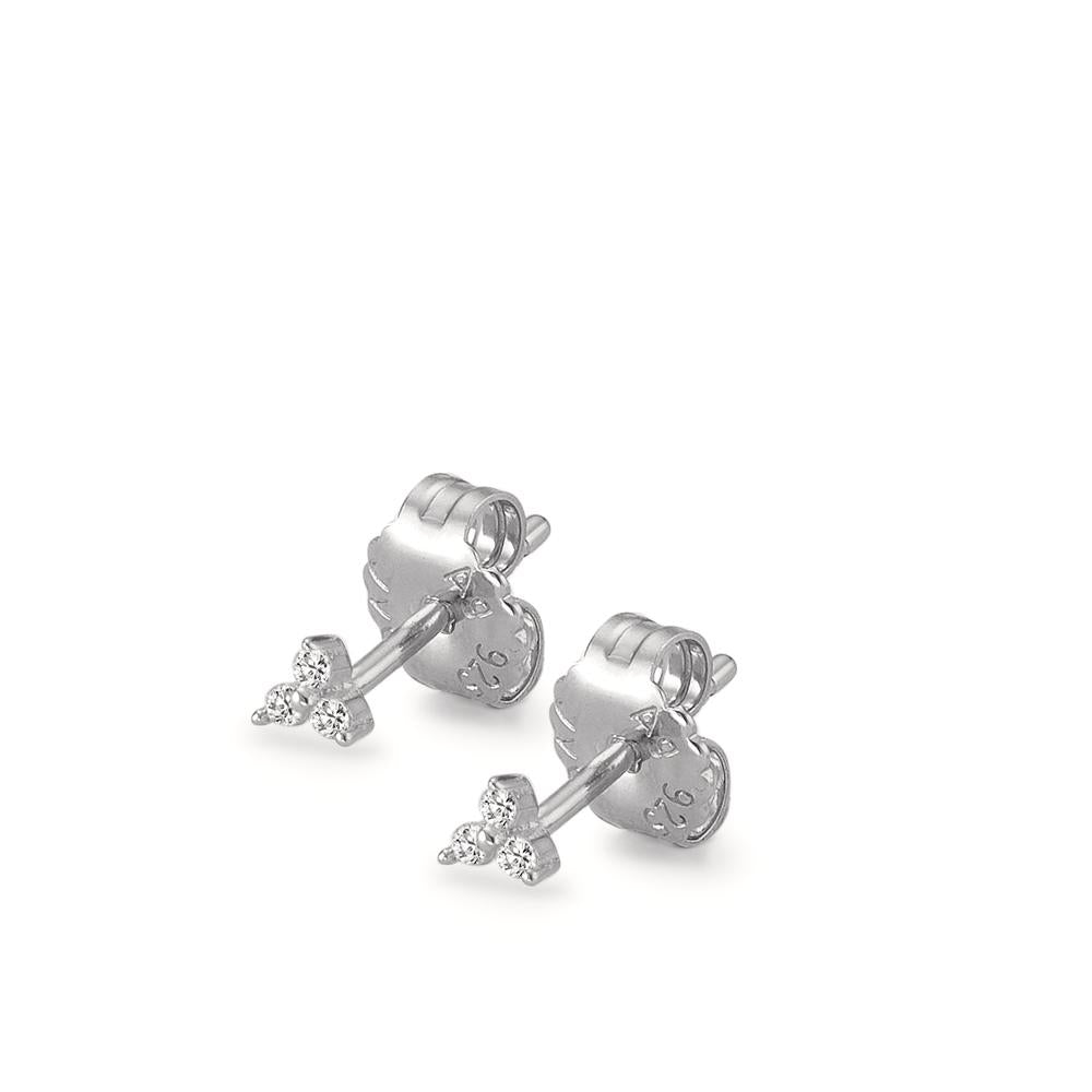 Pendientes Plata Circonita 6 piedras Rodio plateado Ø3 mm