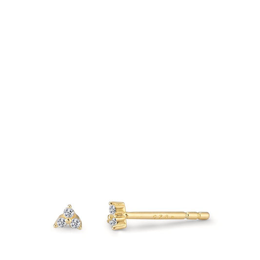 Pendientes Plata Circonita 6 piedras Amarillo Dorado Ø3 mm