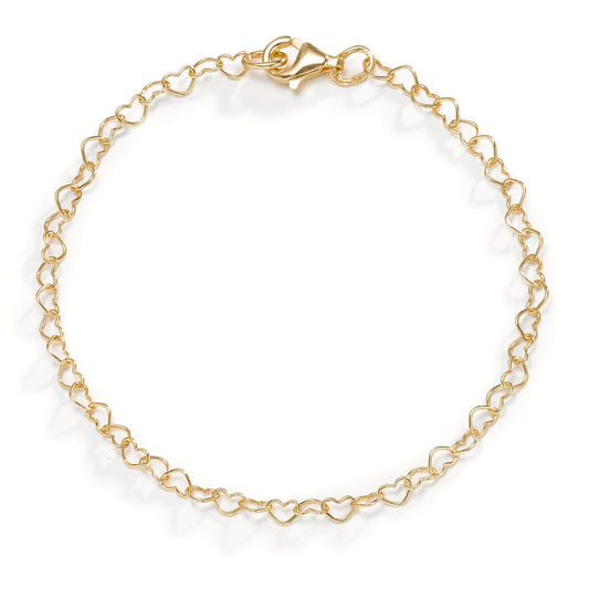 Pulsera Plata Amarillo Dorado Corazón 18 cm