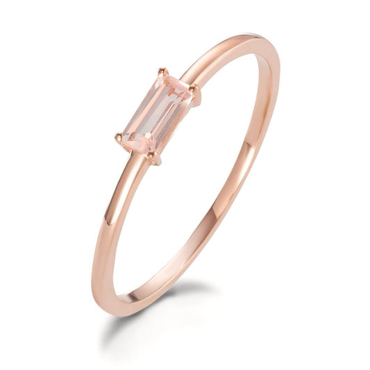 Anillo solitario Oro rosa 375/9k Cuarzo rosa [Baguette]