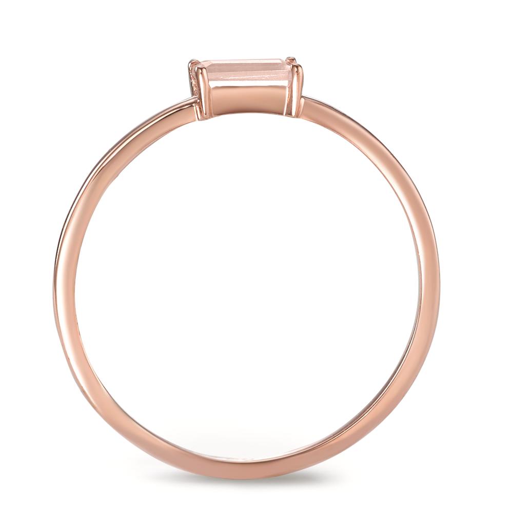 Anillo solitario Oro rosa 375/9k Cuarzo rosa [Baguette]