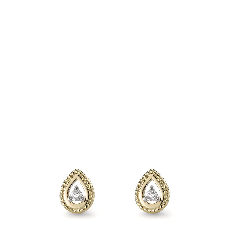 Pendientes Oro amarillo de 375/9K Diamante 0.02 ct, 2 piedras, [Brillant], p1 Ø4.5 mm