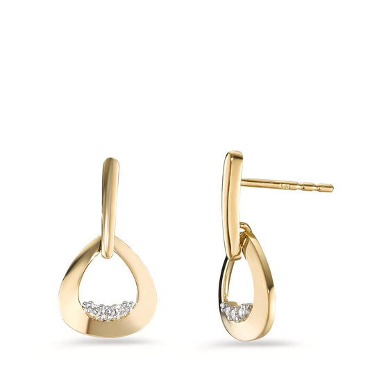 Pendientes 750/oro amarillo de 18 quilates Diamante 0.05 ct, 6 piedras, [Brillant], w-si Bicolor