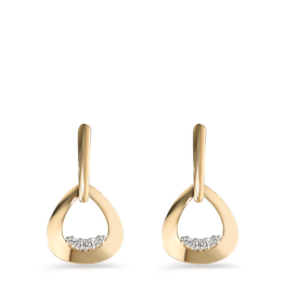 Pendientes 750/oro amarillo de 18 quilates Diamante 0.05 ct, 6 piedras, [Brillant], w-si Bicolor