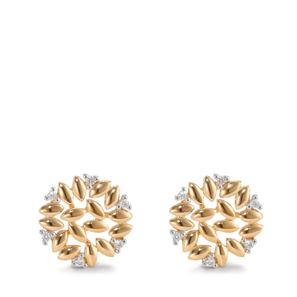 Pendientes 750/oro amarillo de 18 quilates Diamante 0.07 ct, 12 piedras, [Brillant], w-si Bicolor Ø10 mm