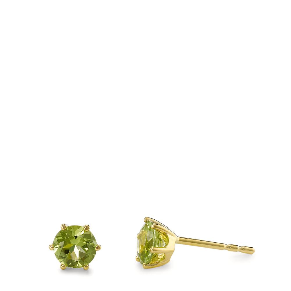 Pendientes 750/oro amarillo de 18 quilates Peridoto 2 piedras Ø5 mm