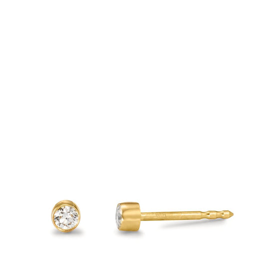 Pendientes 750/oro amarillo de 18 quilates Diamante 0.12 ct, 2 piedras, w-si Ø3 mm