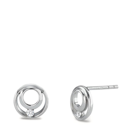 Pendientes Oro blanco de 375/9 quilates Circonita 2 piedras Ø9 mm