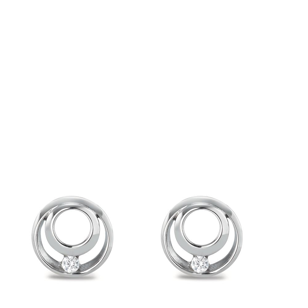 Pendientes Oro blanco de 375/9 quilates Circonita 2 piedras Ø9 mm