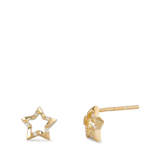 Pendientes Oro amarillo de 375/9K Circonita 10 piedras estrella Ø8 mm