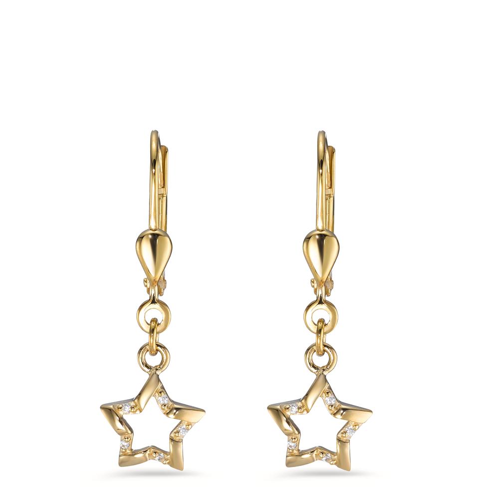 Pendientes Oro amarillo de 375/9K Circonita 10 piedras estrella Ø7.5 mm