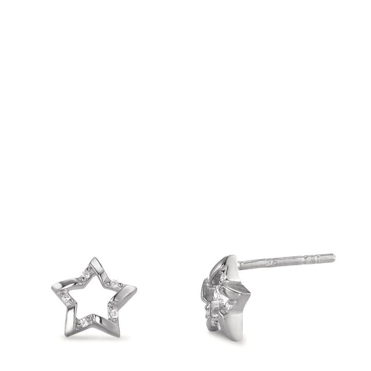 Pendientes Plata Circonita 10 piedras Rodio plateado estrella Ø8 mm