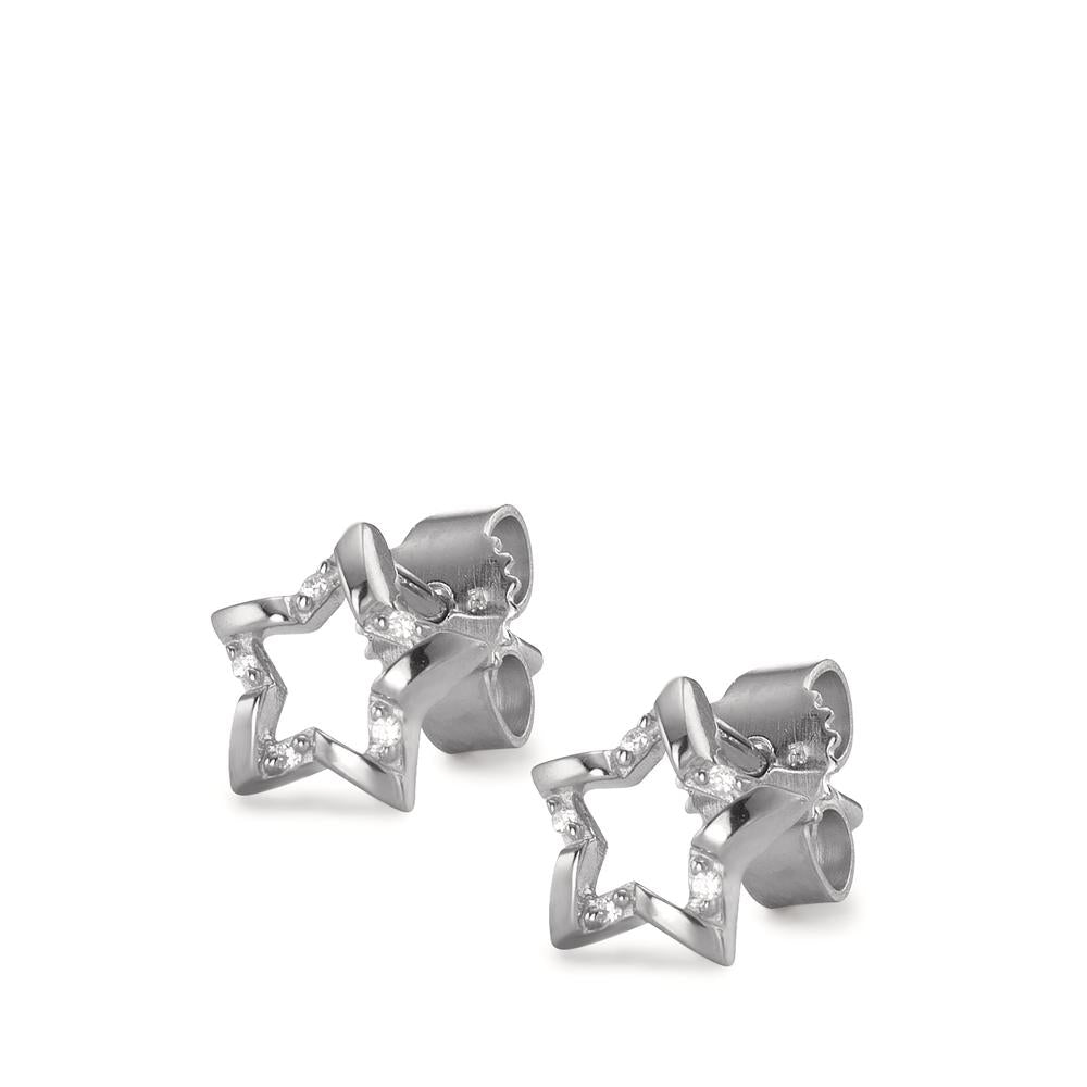 Pendientes Plata Circonita 10 piedras Rodio plateado estrella Ø8 mm