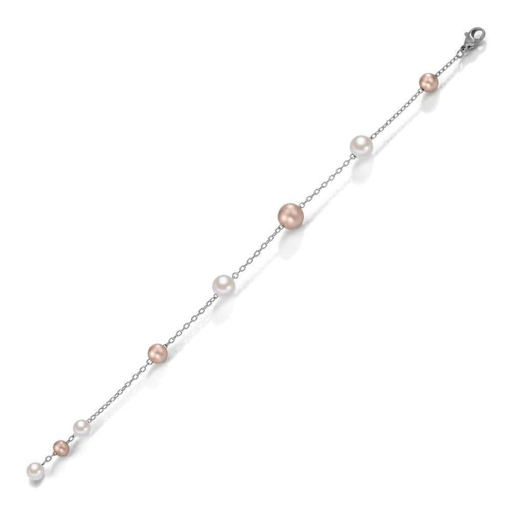 Pulsera Acero inoxidable, Aluminio Rosa Recubierto de IP Perla de concha 17-18.5 cm Ø8 mm