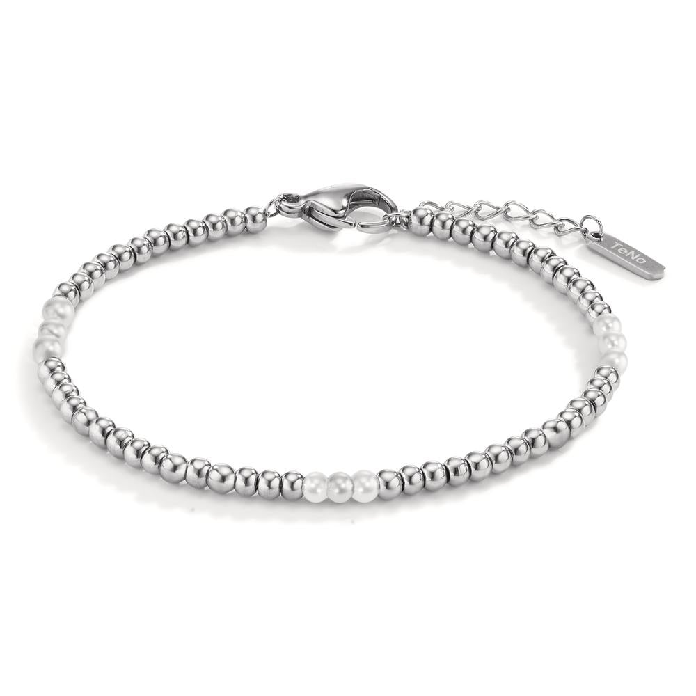 Pulsera Acero inoxidable Perla de concha 17-19 cm Ø3 mm