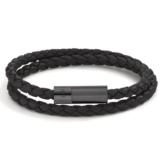 Pulsera Cuero, Acero inoxidable Negro Recubierto de IP 23 cm