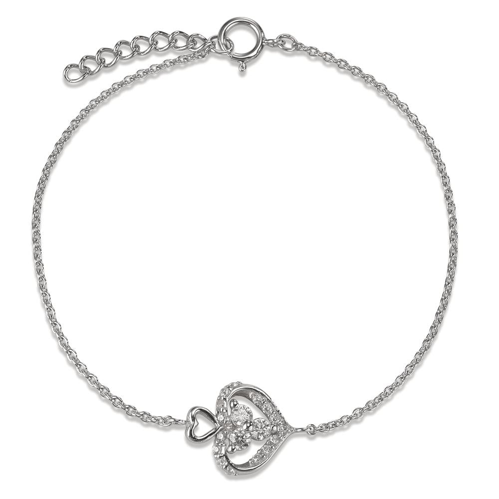 Pulsera Plata Circonita Rodio plateado Corazón 17-19 cm