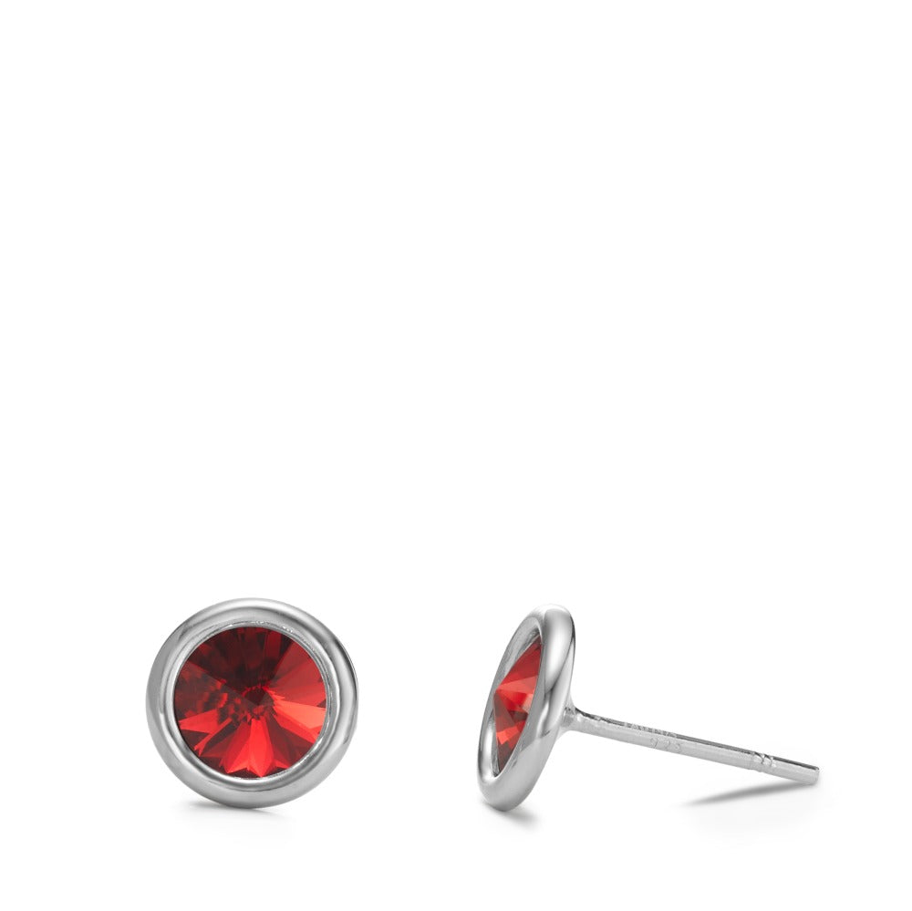 Pendientes Plata Circonita rojo, 2 piedras Rodio plateado Piedras del mes Ø9 mm